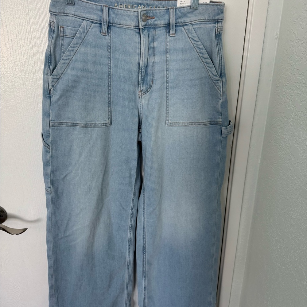 Light Blue Wide-Leg Women's Jeans - Picture 3 of 6